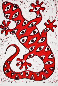 MANY EYED GECKO (red)