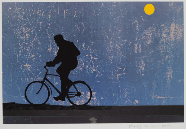 Cyklist och måne
