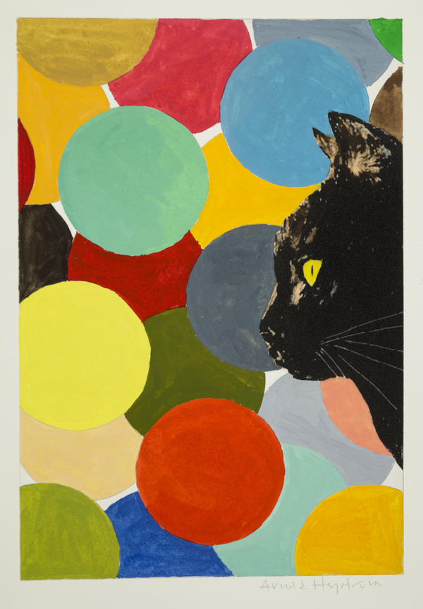 utan titel (katt framför färgade cirklar)