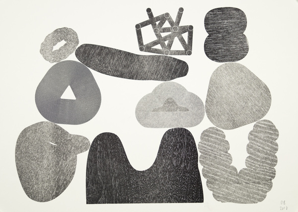 An open Matrix letterpress monoprint (D)