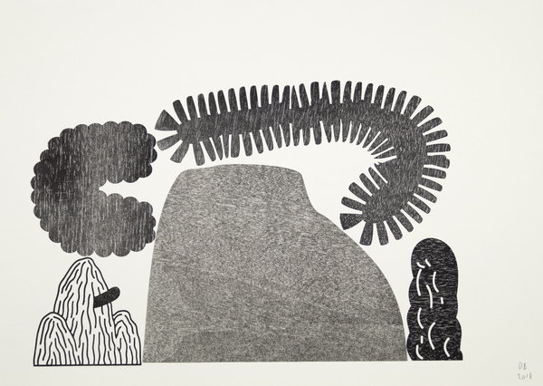 An open Matrix letterpress monoprint (I)