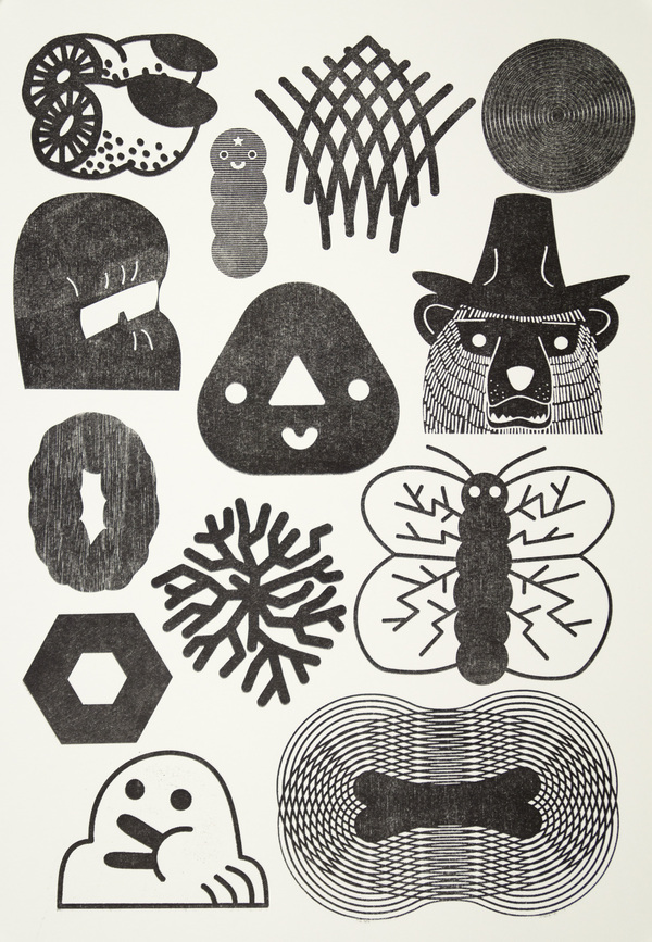 An open Matrix letterpress monoprint (A)
