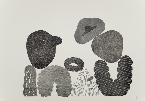An open Matrix letterpress monoprint (O)