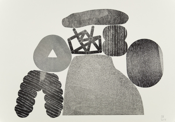 An open Matrix letterpress monoprint (R)